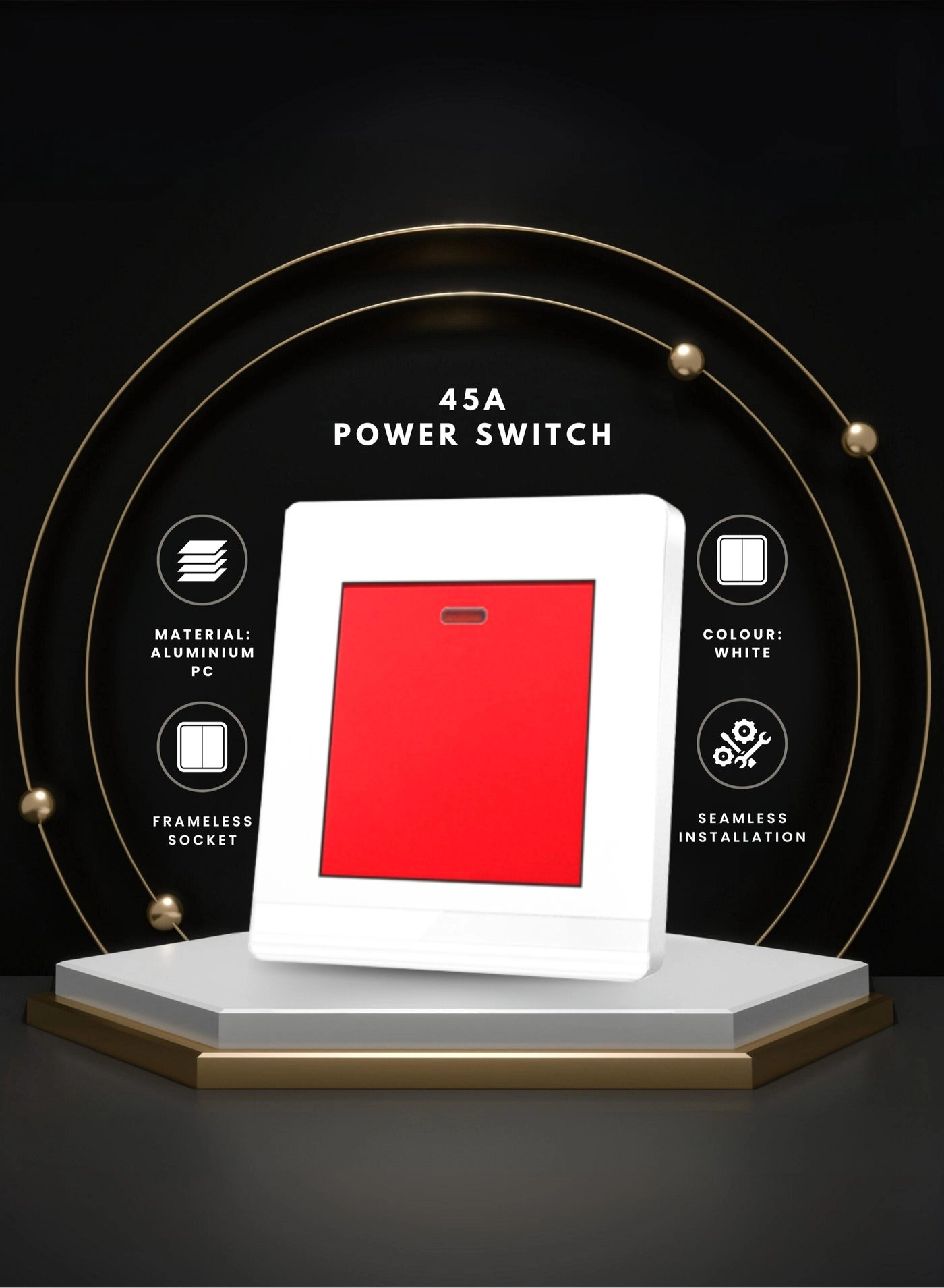 45A High Power Switch - Neon Indicator Fire-Resistant PC