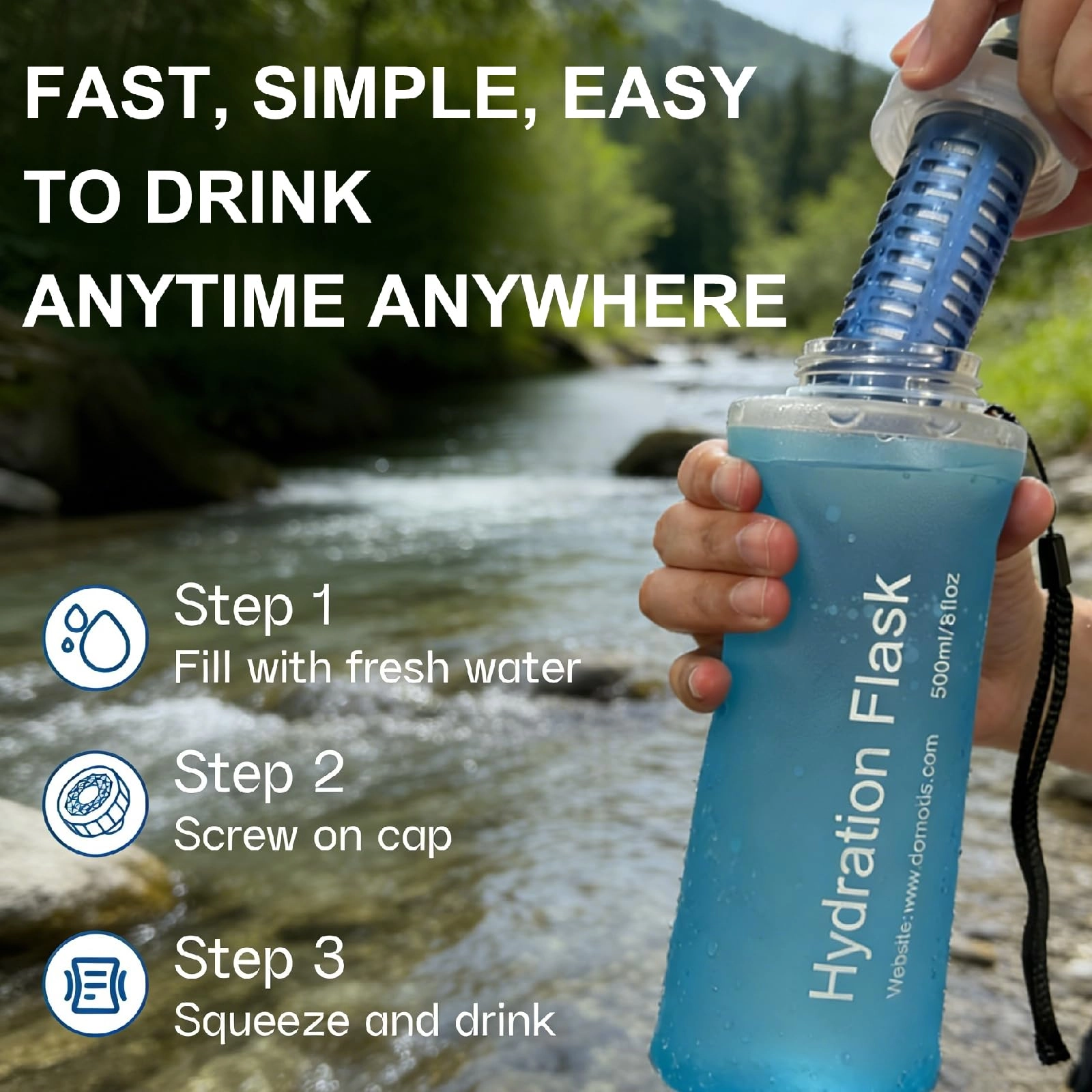 Collapsible Water Bottle Filter 500 ml