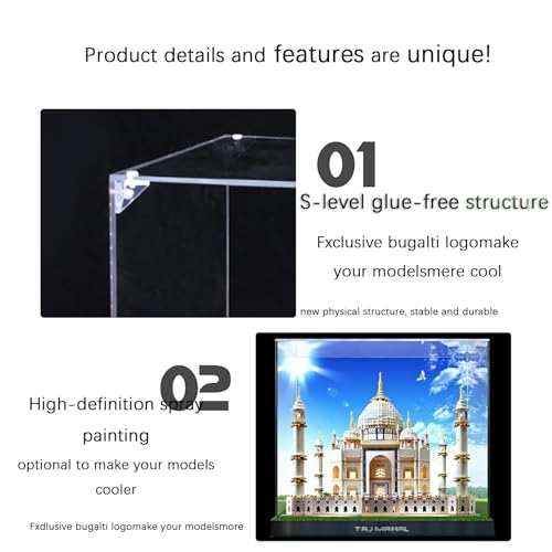 Acrylic Display Case - 10256 54 x 54 x 45 cm Black Base Painted Model (3mm)-a