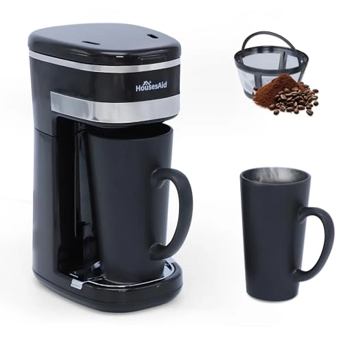 Single Serve Coffee Maker - Reusable Filter One-touch Control Portable