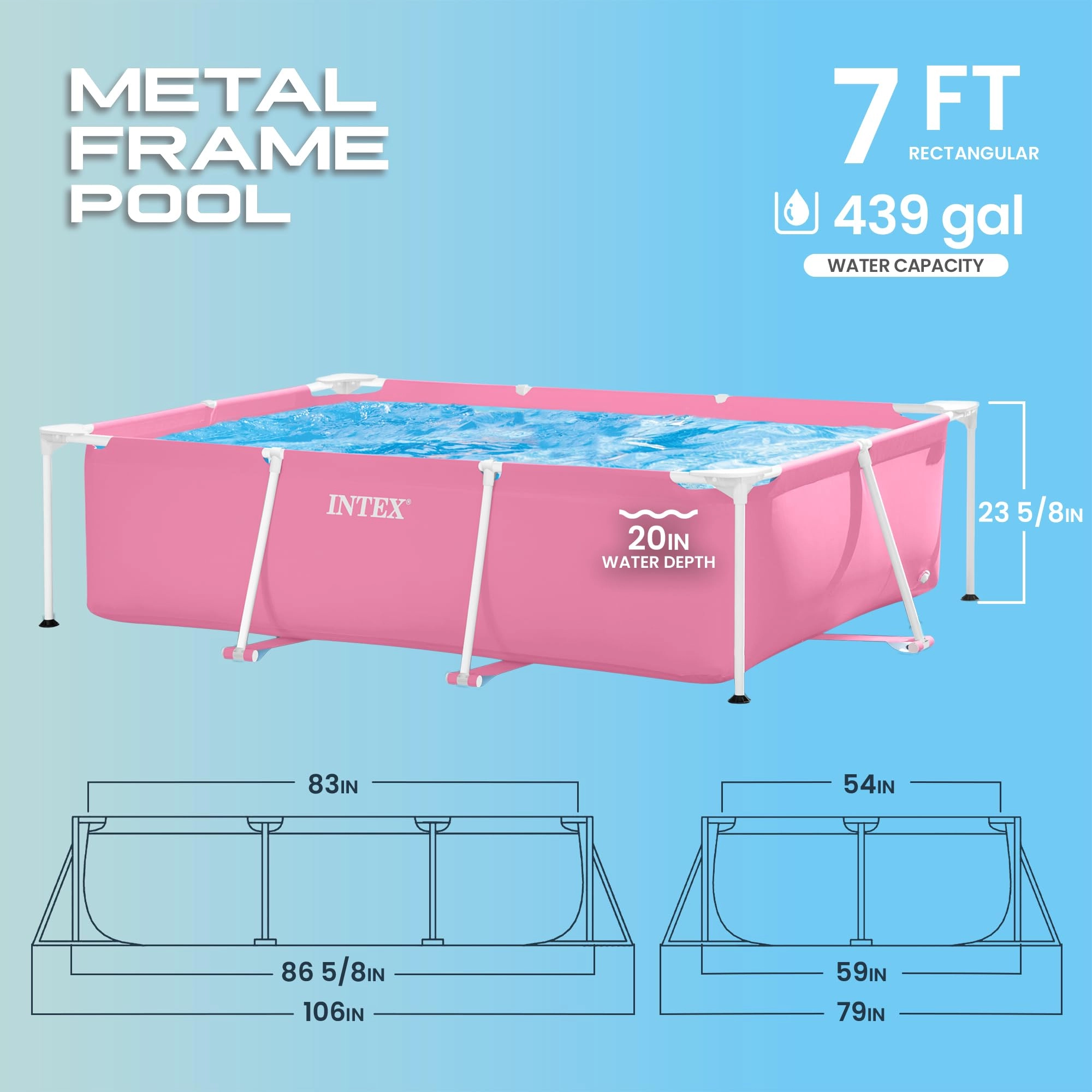 28270EH Rectangular Frame Pool - 1662 Liters