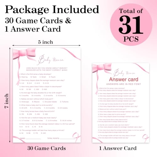 Baby Shower Games Cards - Adult 30 game cards