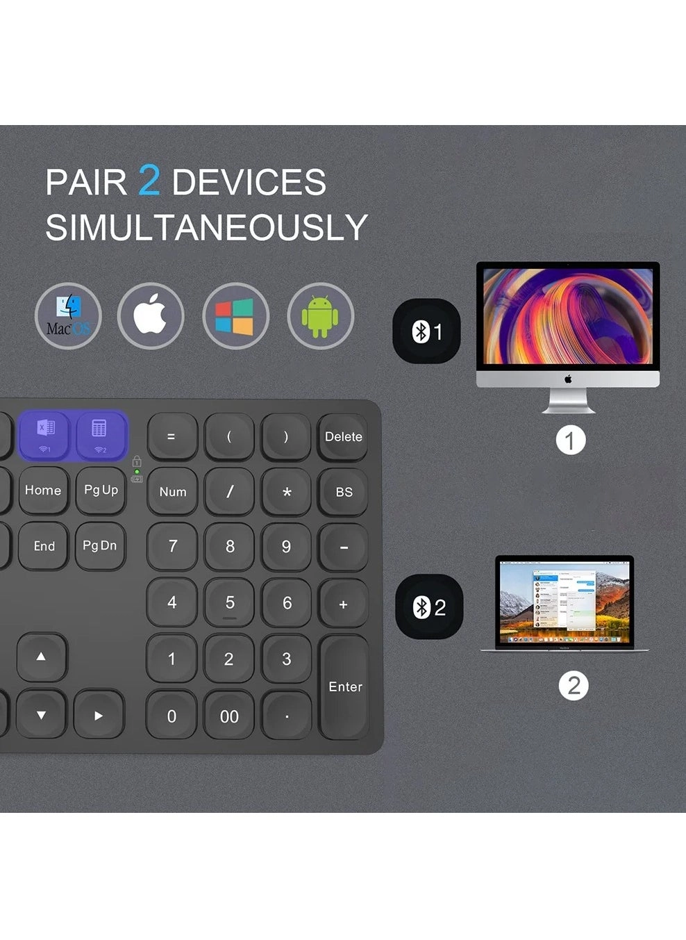 BOW Dual Bluetooth Numeric Keyboard - 36 keys Bluetooth 3.0