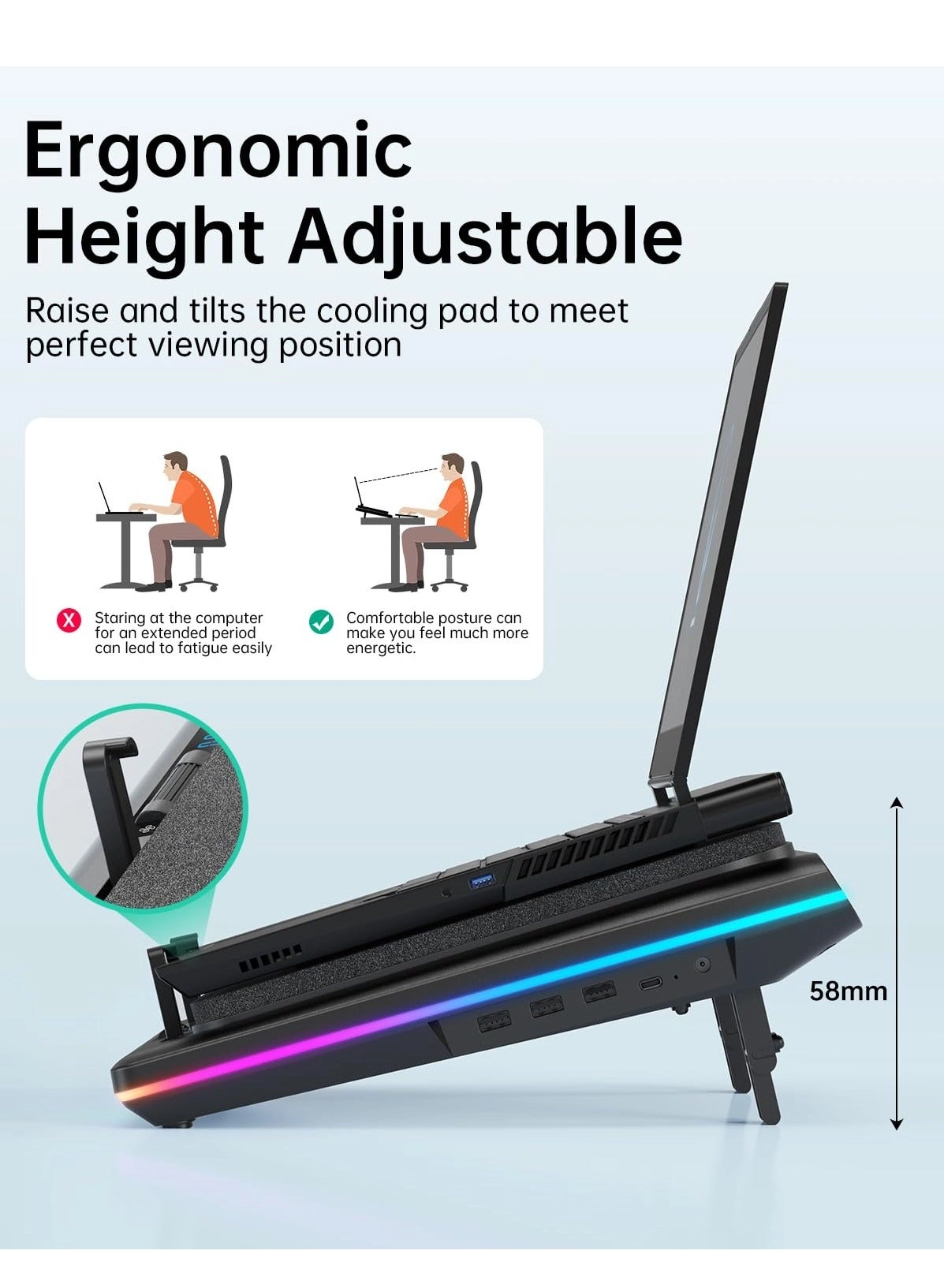 RGB Laptop Cooling Pad - 15-19in