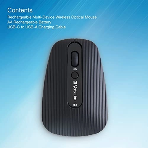 Multi-Device Rechargeable Optical Mouse - Bluetooth USB