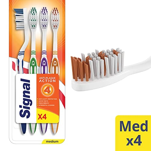 Anti-Plaque Action Toothbrush - Medium 4-Piece Pack