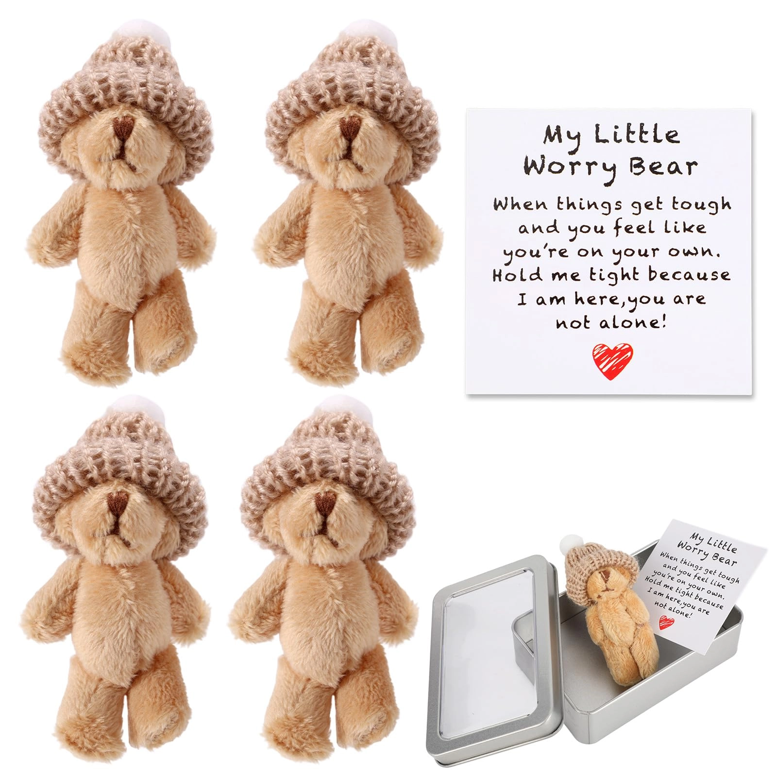 TOYMIS Mini Bear 9 cm Plush Brown - 4 Set