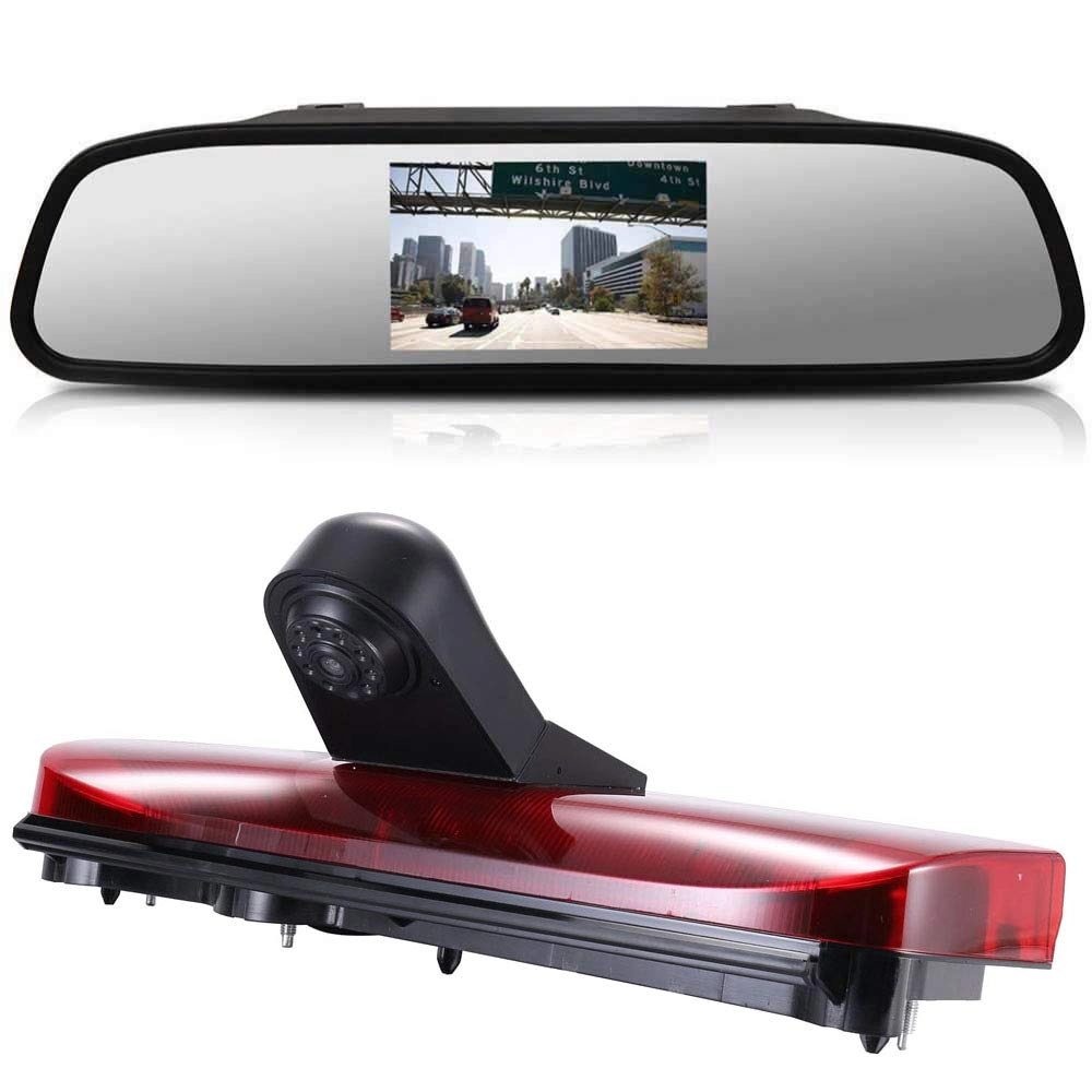 bossanton Brake Light Camera - 628 x 586 pixels + 4.3 Inch LCD Rear View Mirror for Ford Transit Connect 2014-2017
