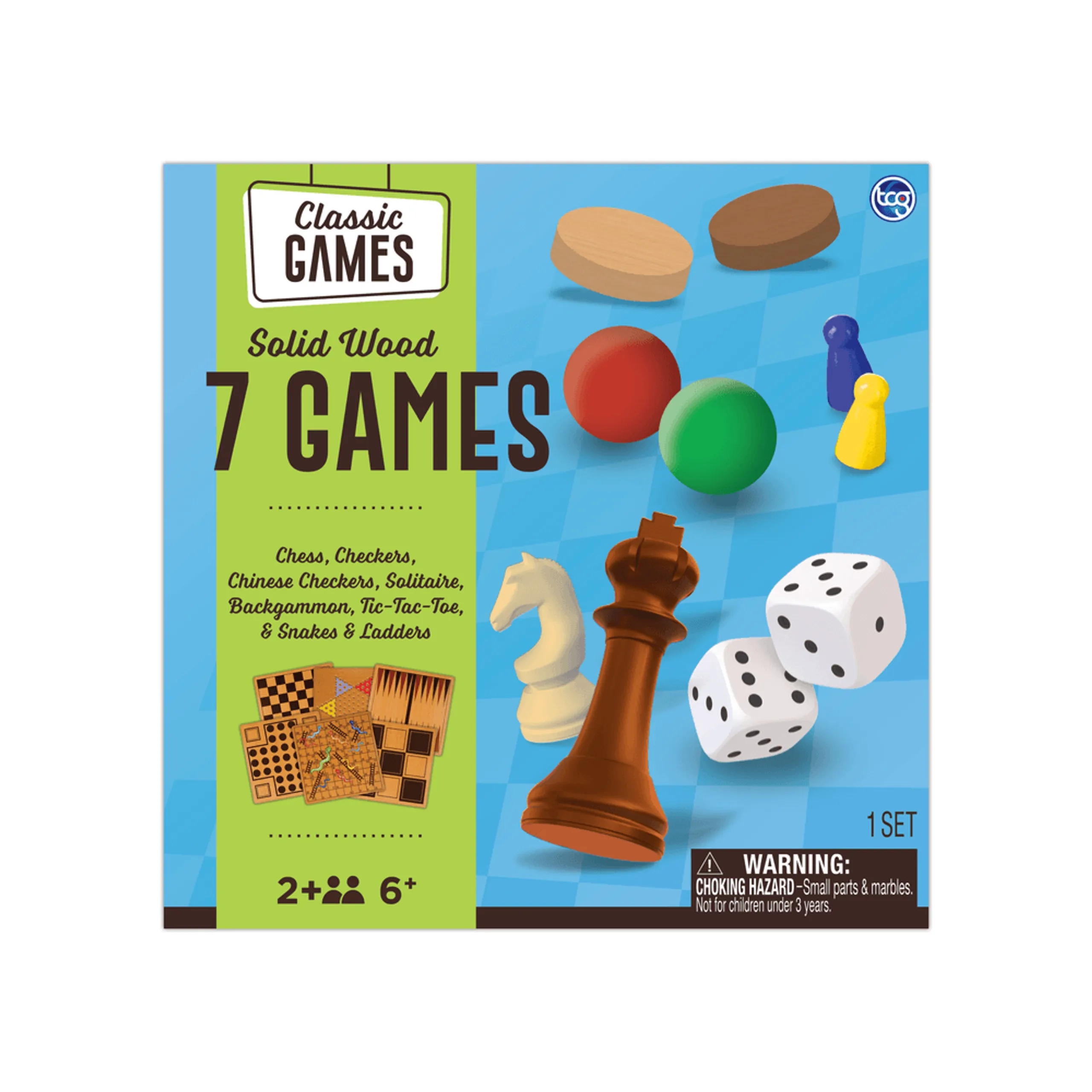 TCG 7-In-1 Classic Solid Wood Game
