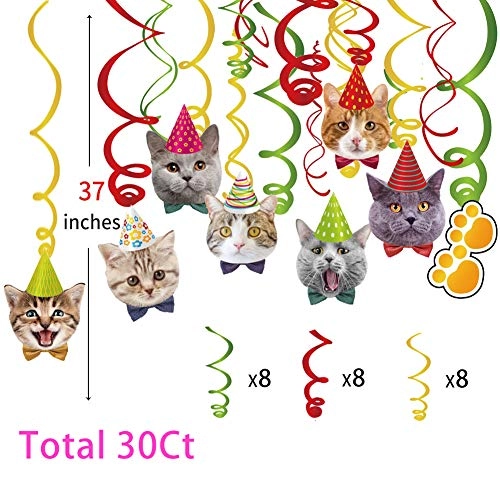 Cat Hanging Swirl Decorations - 30 piece(s) Birthday