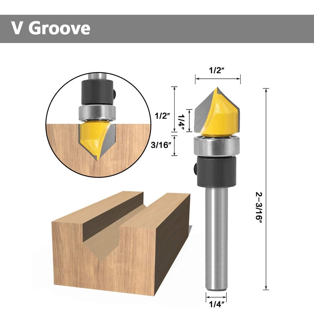 Router Bit Set - 1/4 Inch 6Pcs