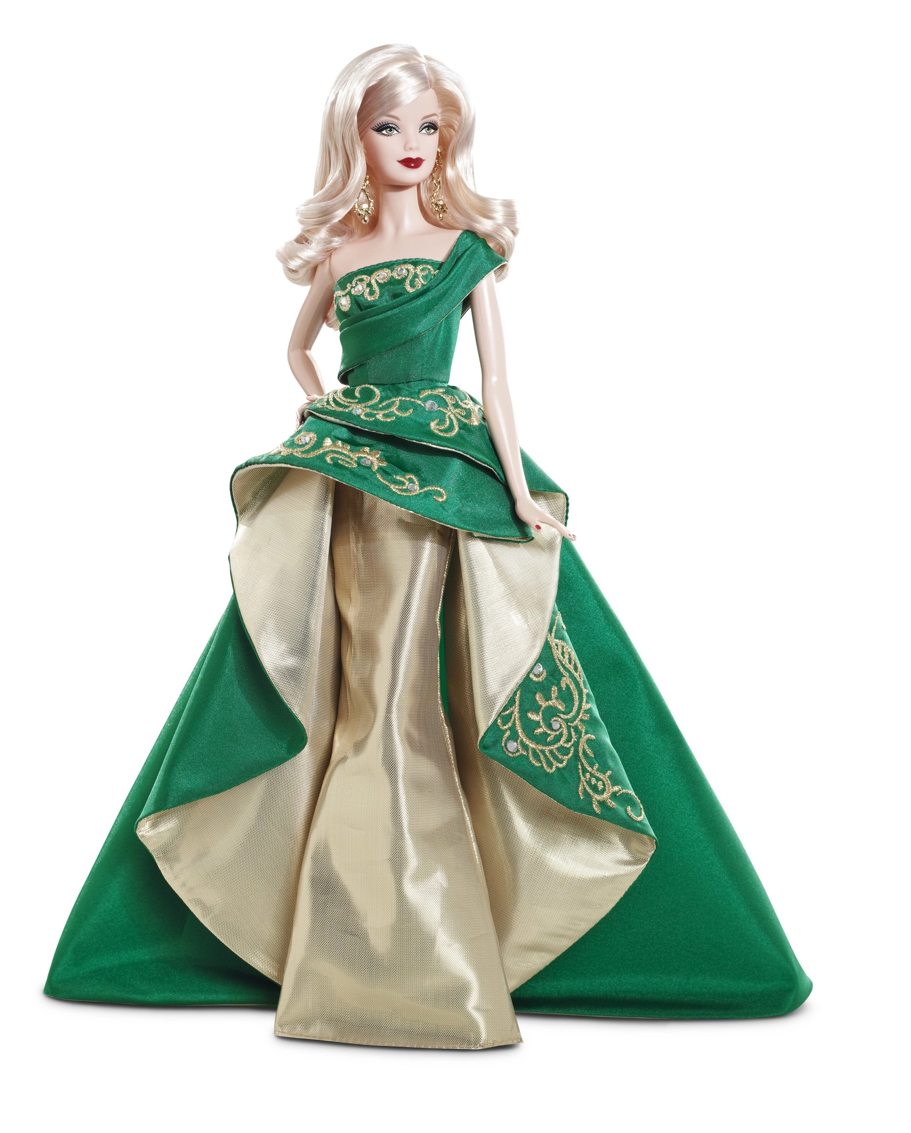 Barbie Collector 2011 Holiday Doll - Emerald Green Gold Chandelier Earrings
