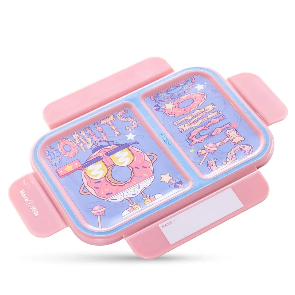 2 Compartment Bento Lunch Box - Donut Pink 1300ml