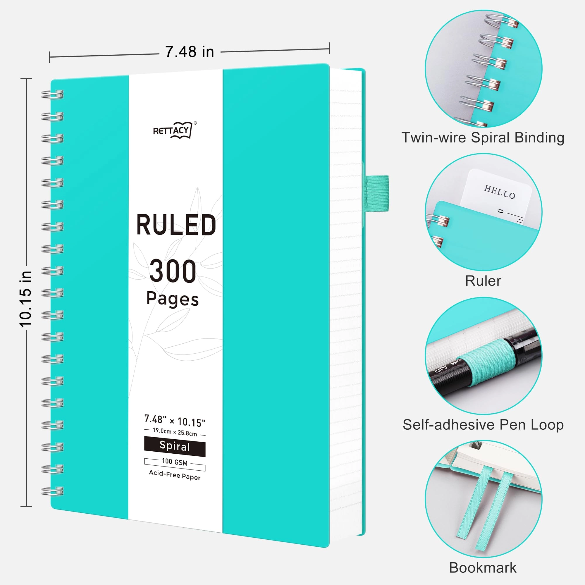 Wirebound Notebook B5 Spiral - Lined 300 Pages