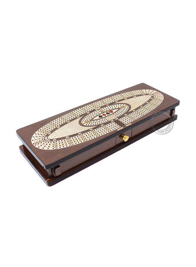 Continuous Cribbage Board - 4 Track Inlaid in Wenge Wood/Maple