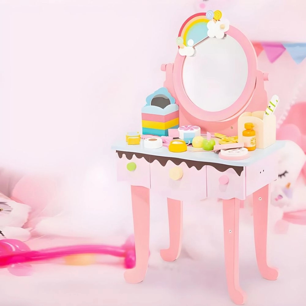 Kids Wooden Makeup Set With Table - 15+ pcs (43317731-FP_2105_16)