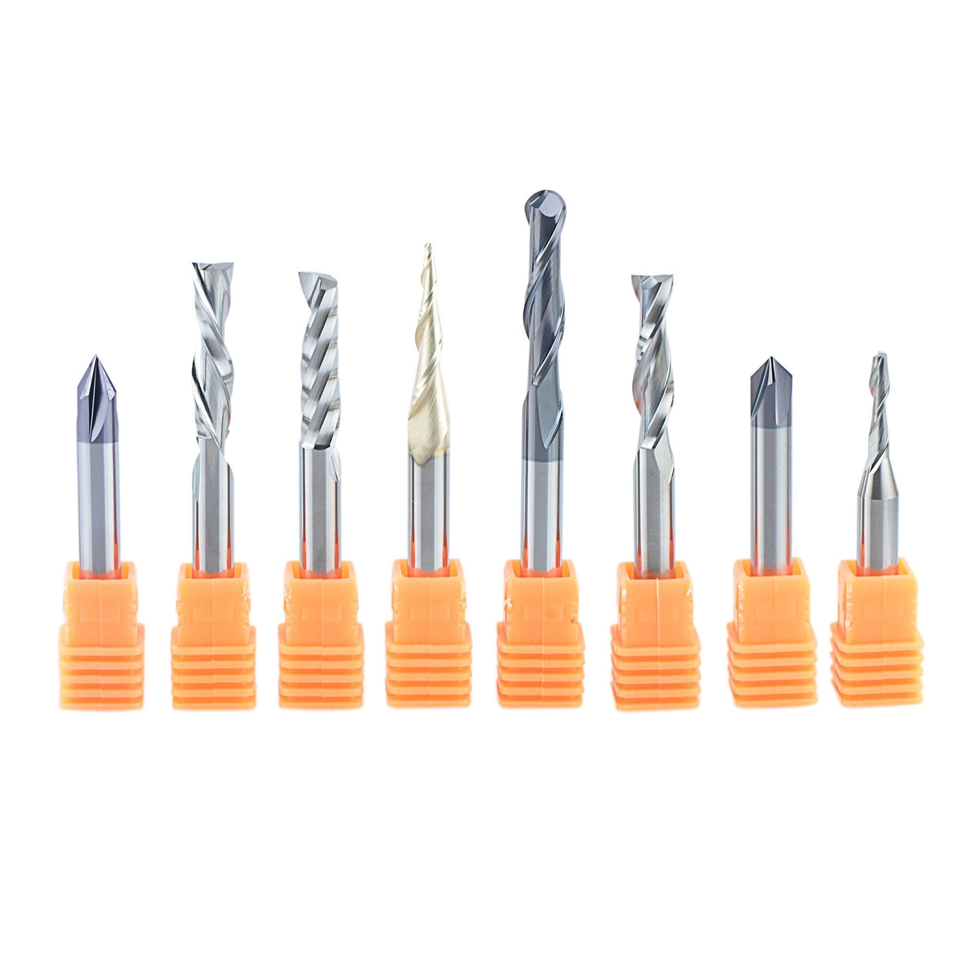 SpeTool Carbide CNC Router Bits - 1/4" Shank 8 Pcs