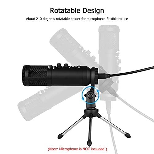Foldable Desktop Microphone Tripod Stand - 5/8 Inch Threaded Mount Rotatable Mic Holder