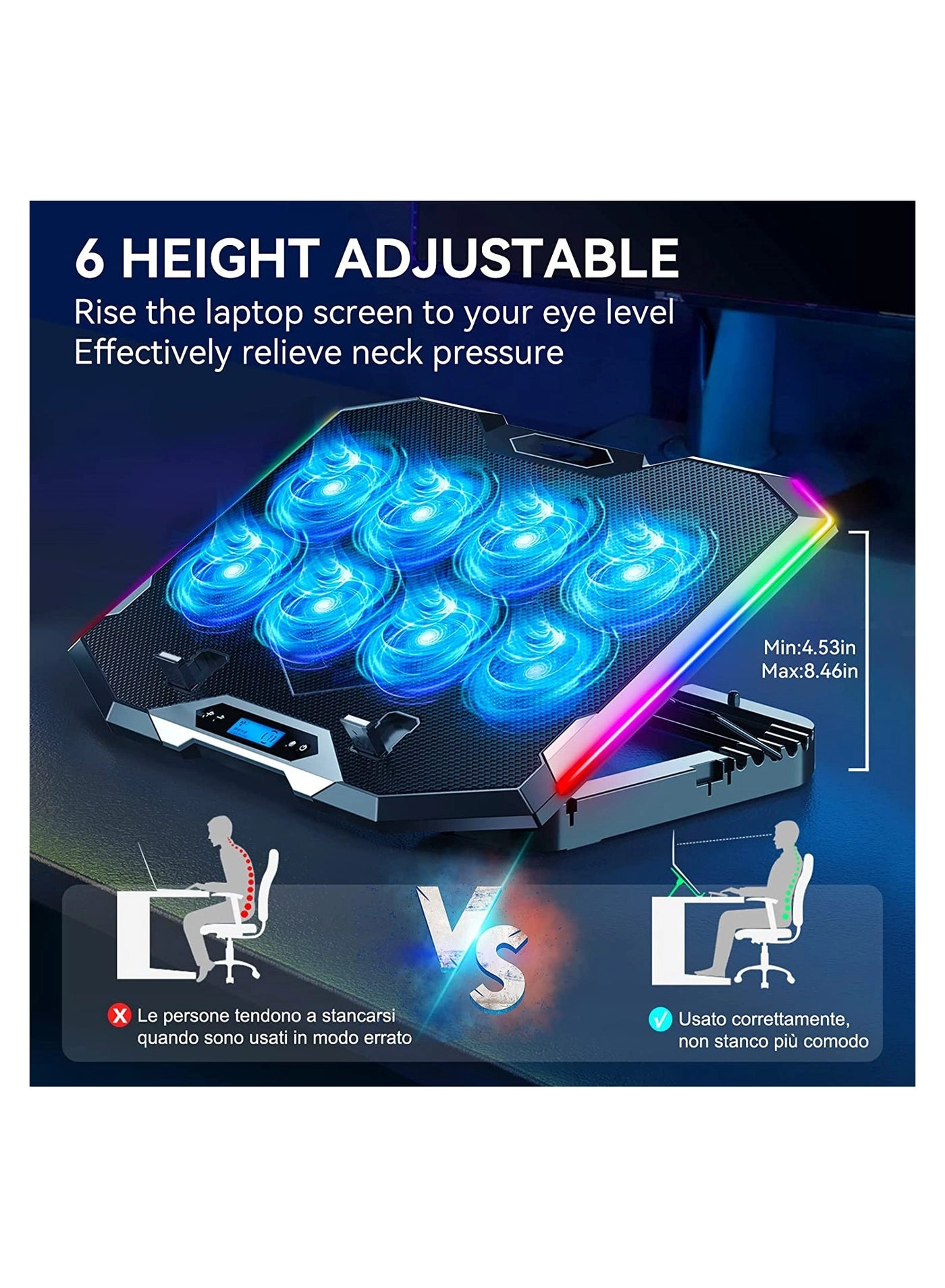 Gaming Laptop Cooling Pad - 8 fans 15-17.3 Inch