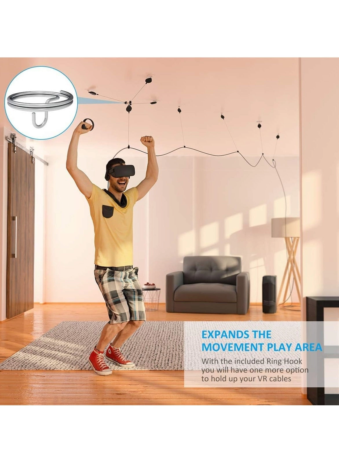 VR Cable Pulley System - 6 Pack Black Compatible with Quest 2