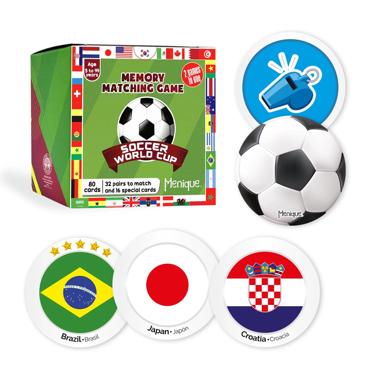 Menique Soccer World Cup Game - Memory Matching 2 Games in 1