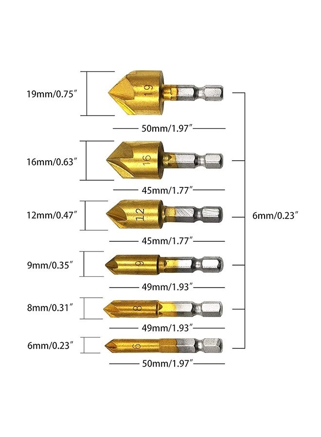 Countersink Drill Bit - HSS 6 Pcs 6mm-19mm