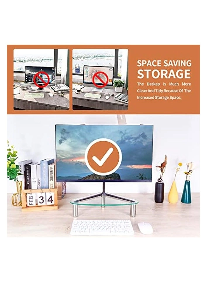 Monitor Stand Riser - White Height Adjustable 8.6cm-12.4cm