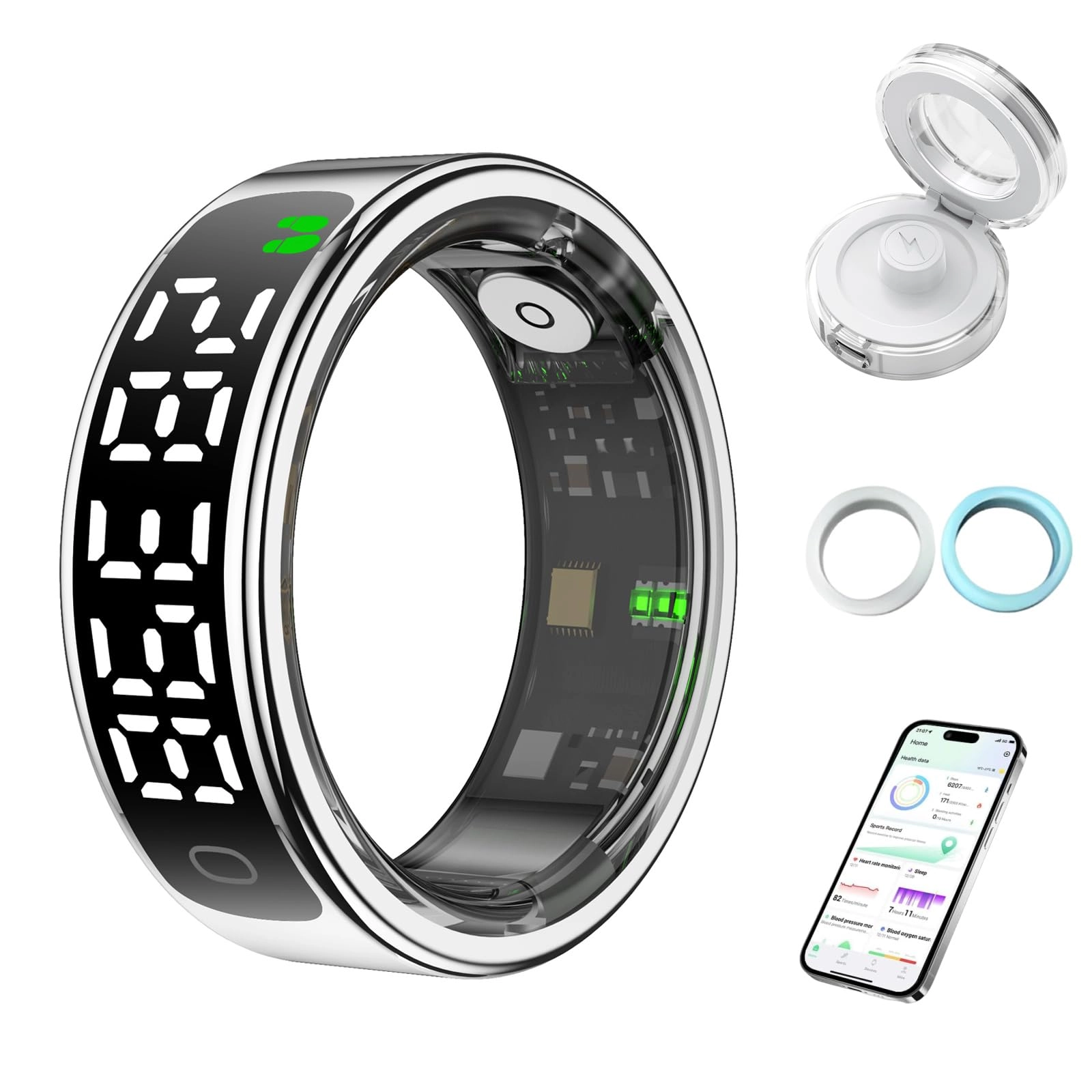 PNNDSST Smart Ring - Silver 11# 5ATM Waterproof