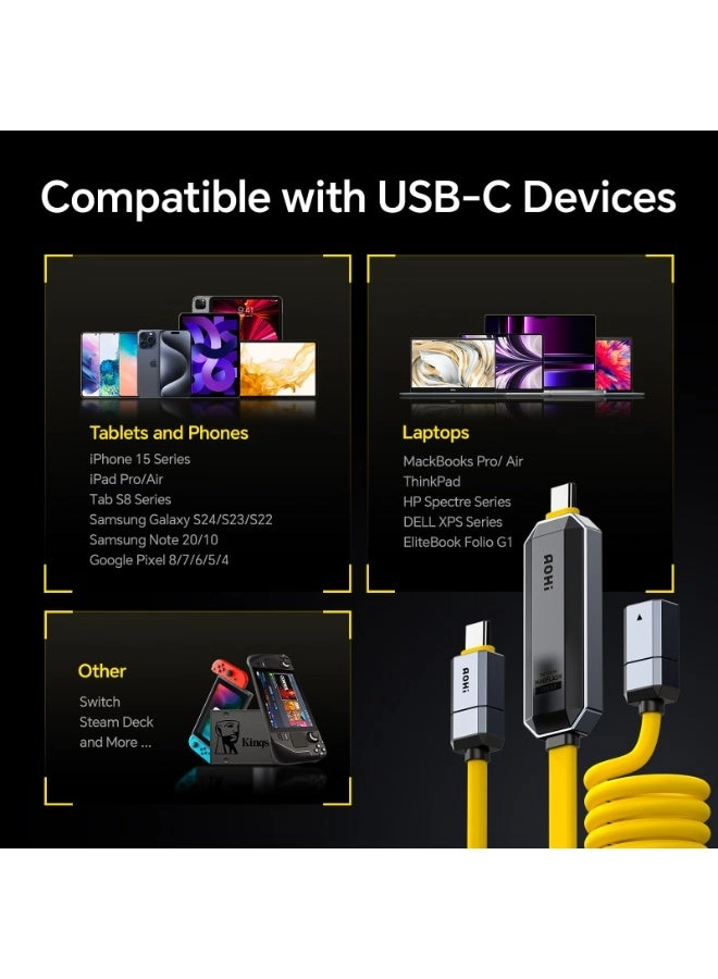 Magflash Cable 240W USB-C to USB-C 0.2m + Extension Cable 240W USB-C to USB-C 1.3m + Spring Cable 240W USB-C to USB-C 1.9m (3-Pack)