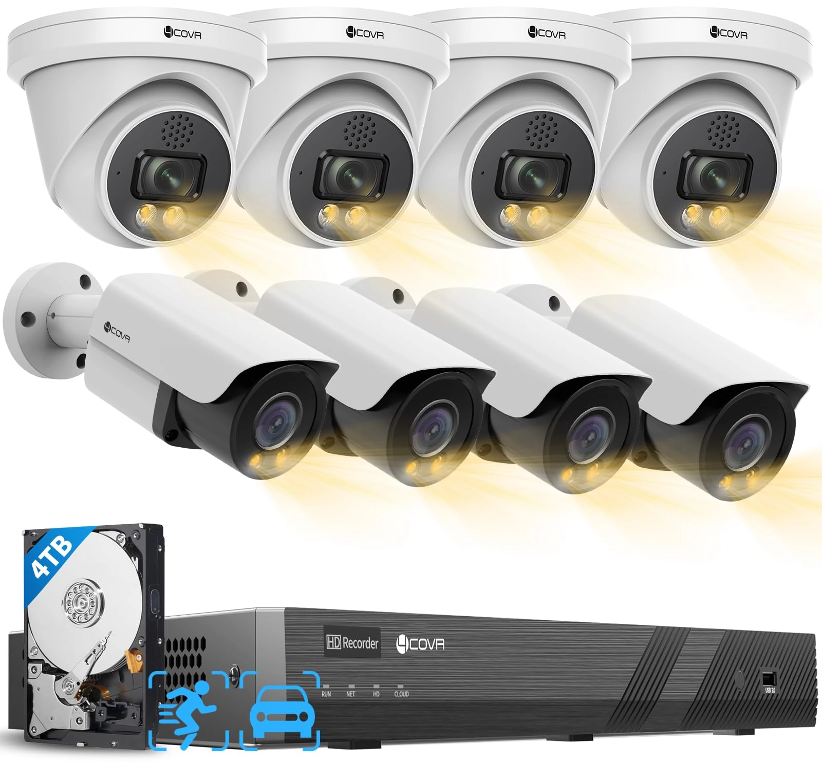 4COVR PoE Security Camera System - 8pcs 16 5MP