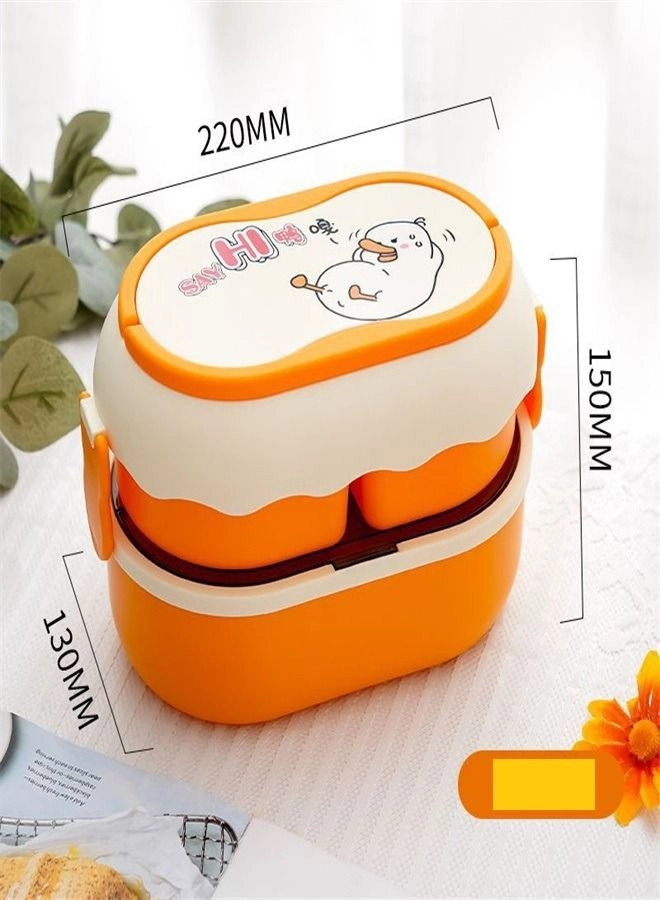 Rectangle Double Layer Microwave Oven Plastic Lunch Box - 1.6 Liter