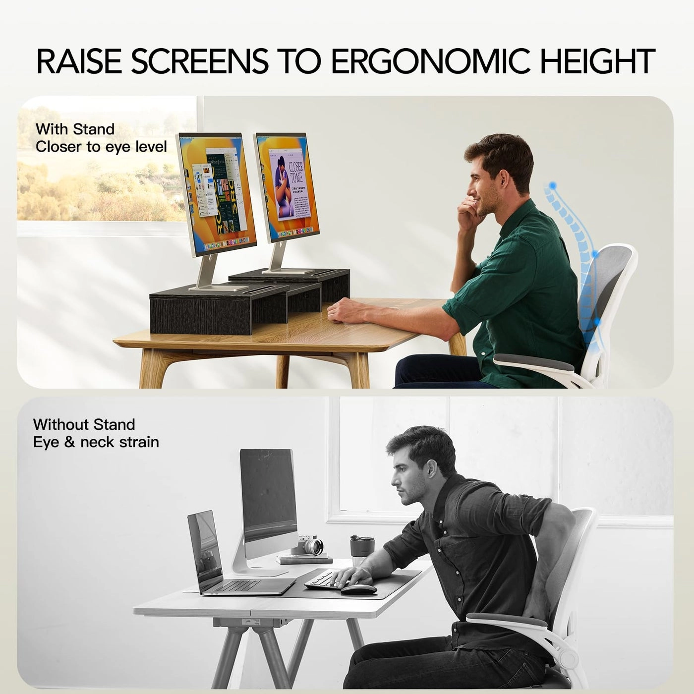 Dual Monitor Stand Riser - 2 monitors
