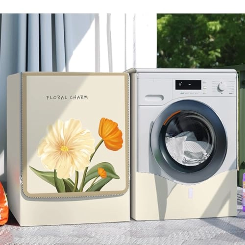 Washing Machine Cover - XXL (10-12kg) Beige Flower Waterproof