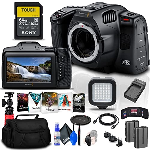 Pocket Cinema Camera 6K Pro + Tough Card - 64GB + Photo Software + NPF550 Battery + Case + LED Light + Cleaning Set + HDMI Cable