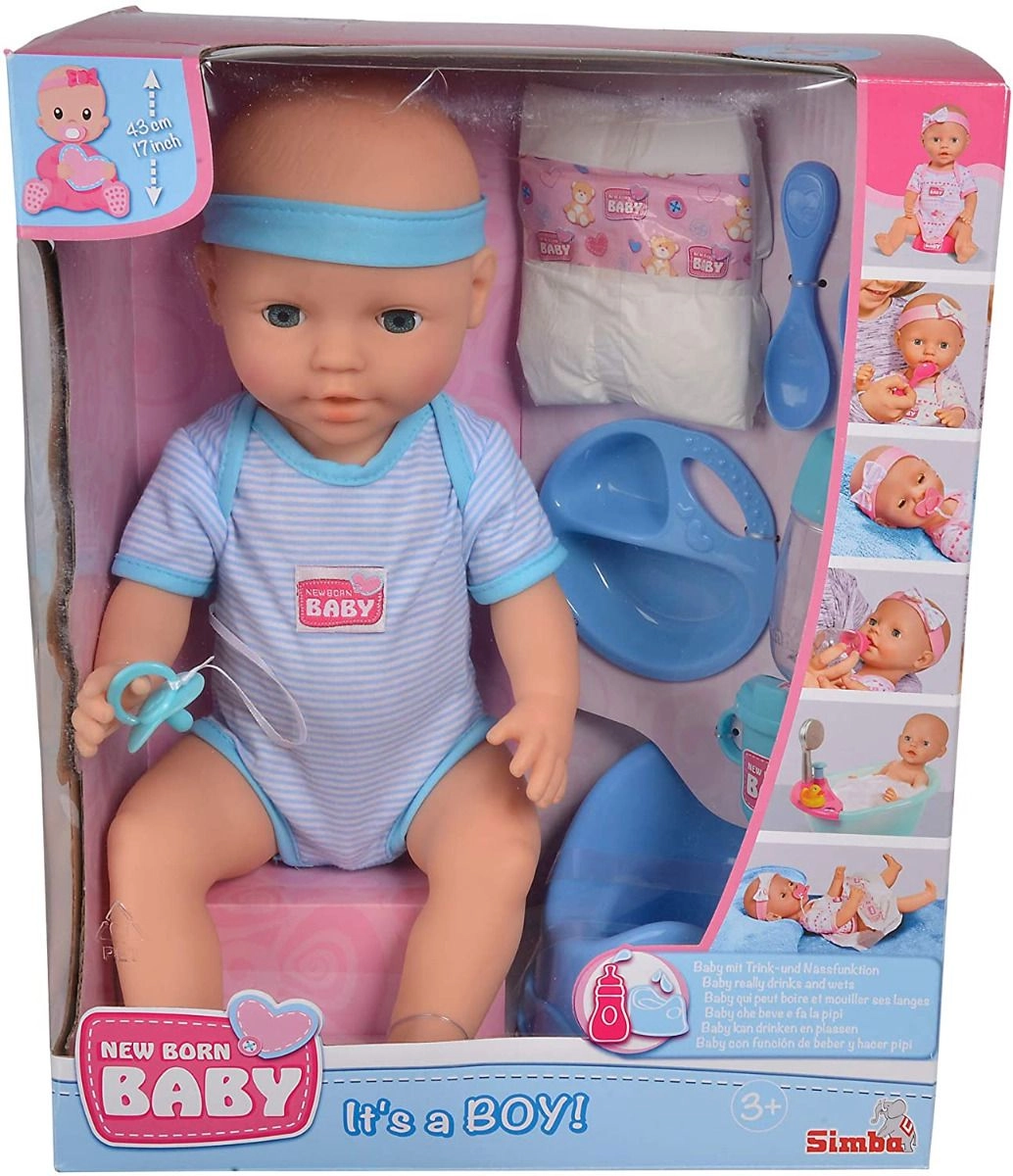 New Born Baby Doll - 43cm Light Blue Ages 3+