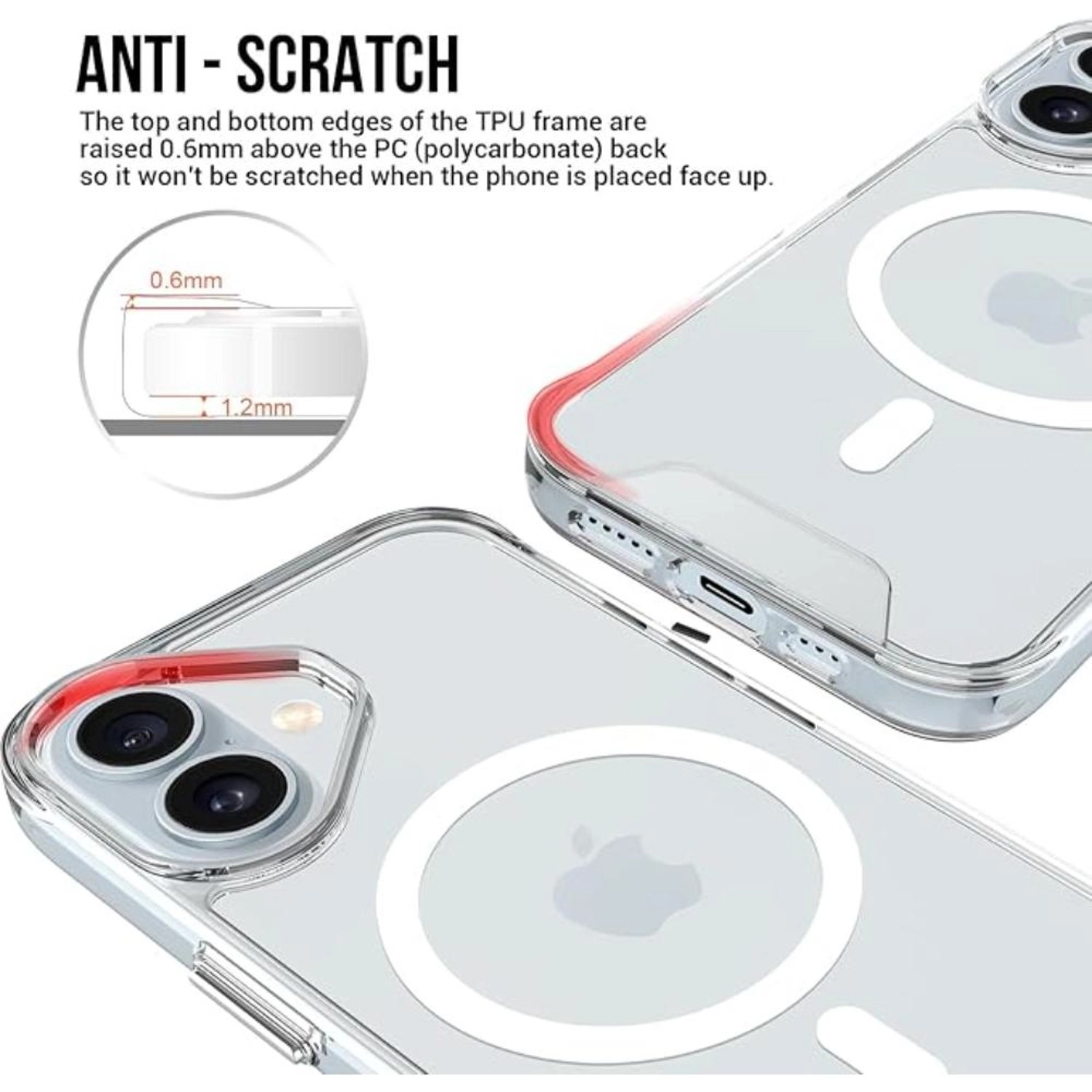 MagSafe Clear Case - Thermoplastic Polyurethane, Tempered Glass Case Screen Protector for iPhone 16