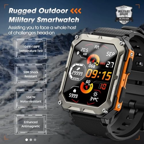 Military Smart Watch - 128 MB 10 ATM Waterproof