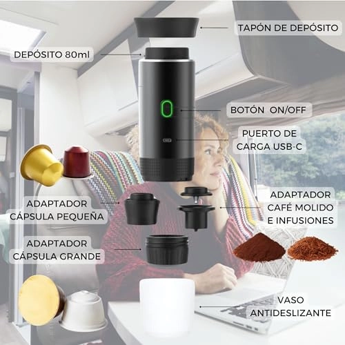 Portable Capsules Coffee Maker - 6 Centiliters Capsule, Ground