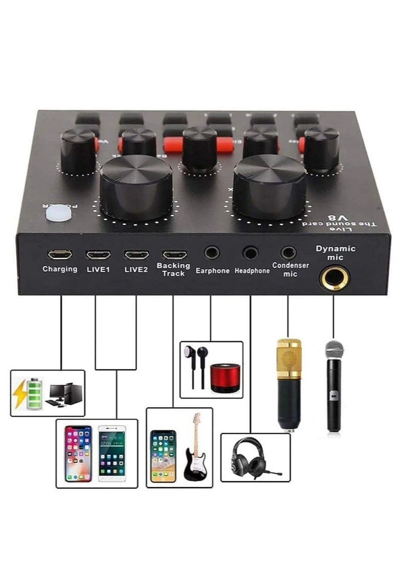 BM-800 + V8 Live Sound Card Wired Microphone