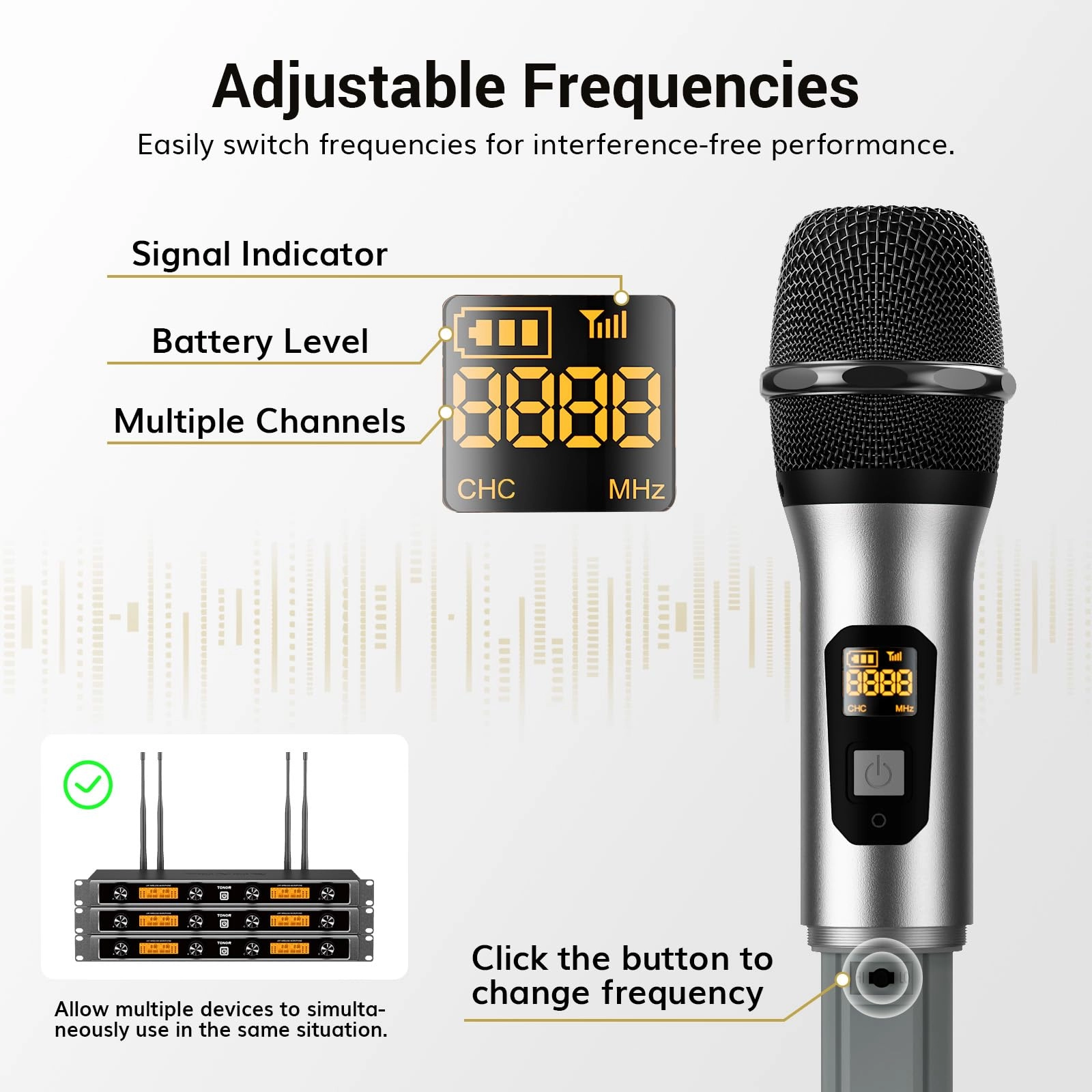 Wireless Microphones System - 4 UHF