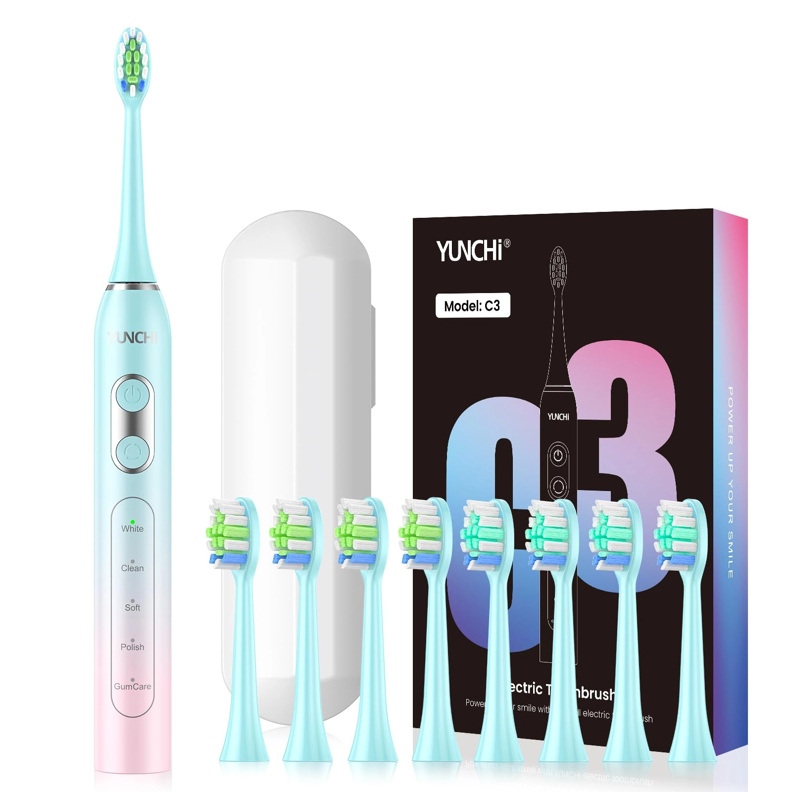 YUNCHI C3 - 8 Brush Heads Travel Case USB Type-C Charging