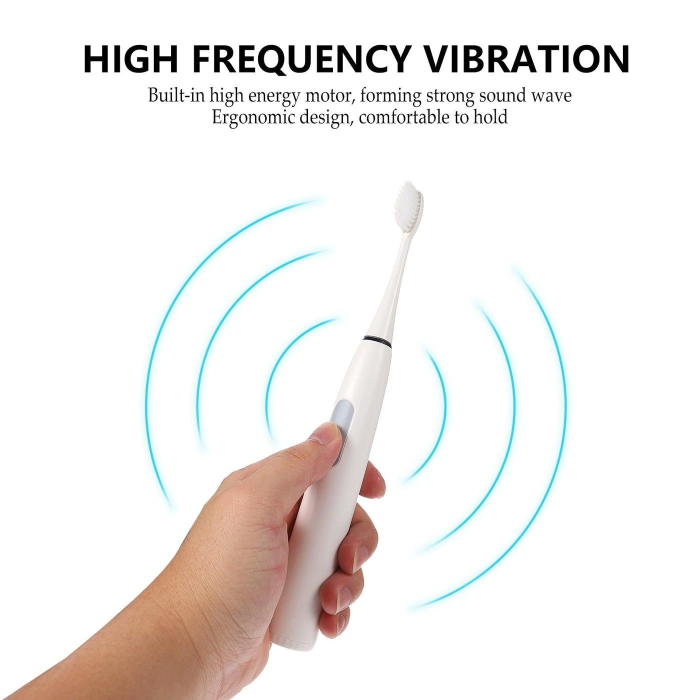 Waterproof Electric Sonic Toothbrush - Soft Bristles Battery Powered Light Gray