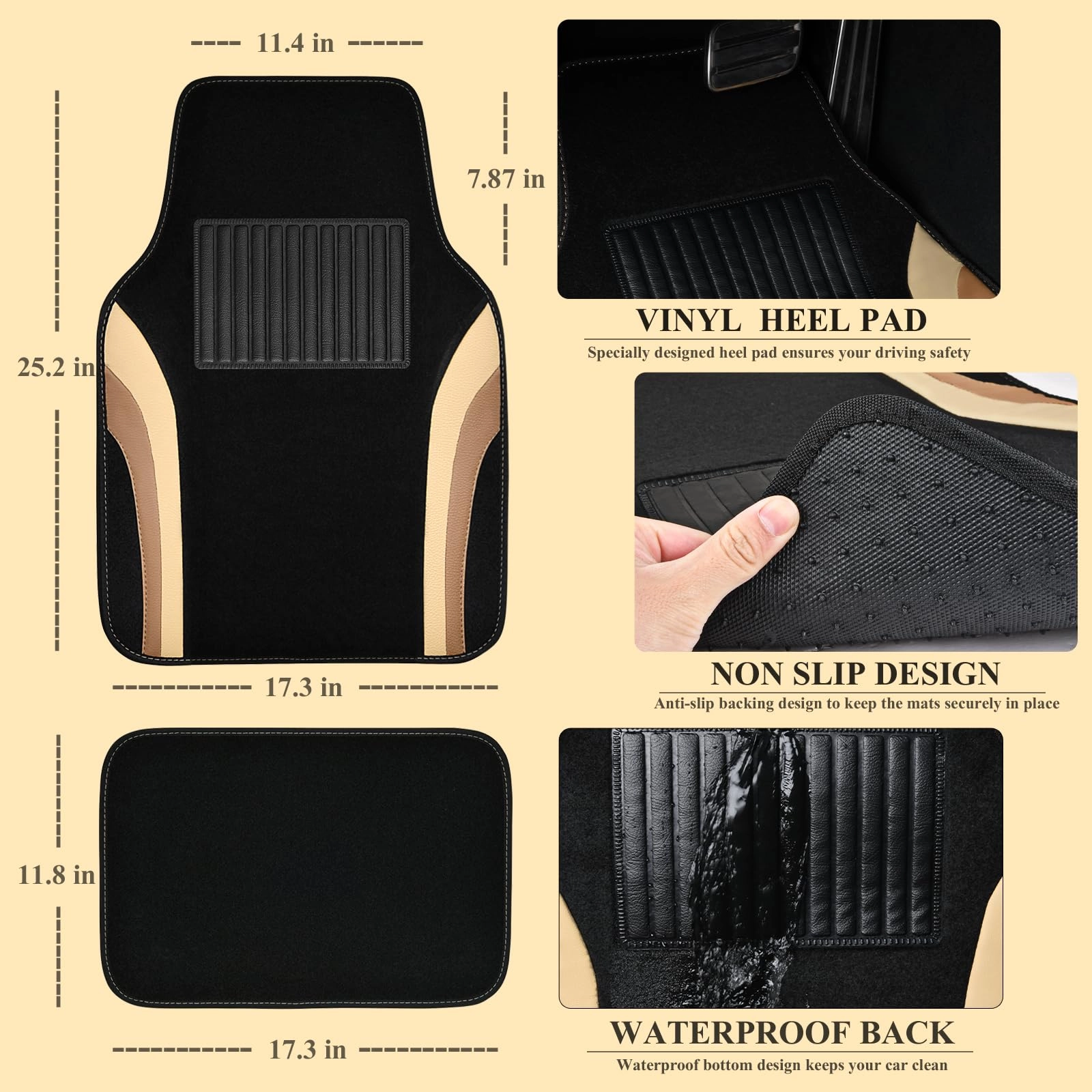 Jelly Waterproof Universal Fit Car Floor Mats - Pink Leather