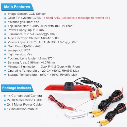 Third Roof Top Mount Brake Lamp Return Camera - Night vision RCA 1280 x 720