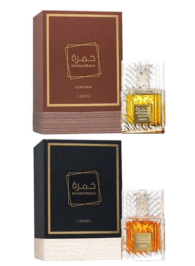 Lattafa Khamrah Eau de Parfum 100ml + Khamrah Qahwa Eau de Parfum 100ml