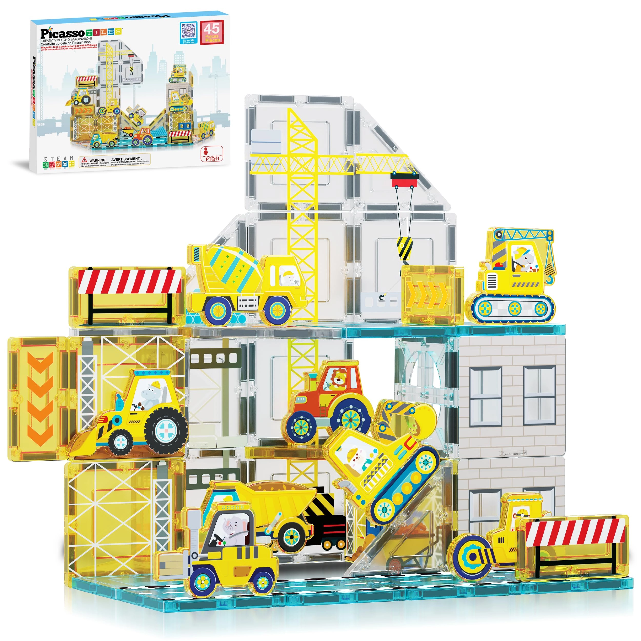 PicassoTiles PTQ11 - Vehicles Crank Truck 45 pcs