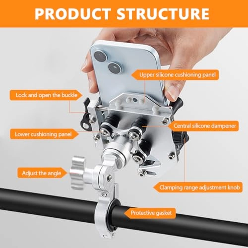 Motorcycle Phone Mount Holder - 360° Rotation Adjustable