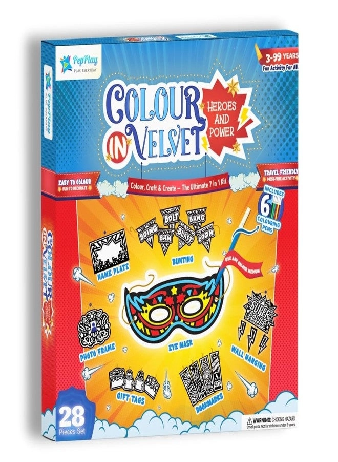PepPlay Colour-in Velvet Heroes and Power - Superhero Craft Kit 3+ years