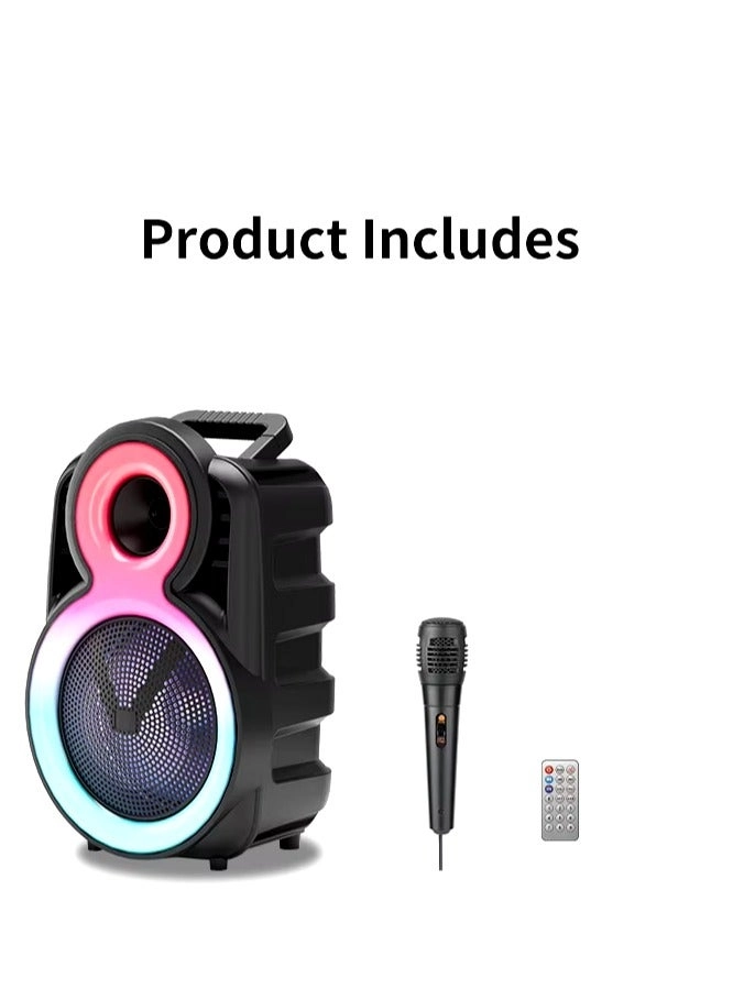 Wireless Bass Portable Party Speaker - 8 Inch LED Lights