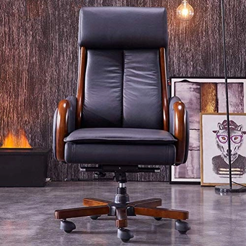 Desk Chair - PU Leather Brown High Back
